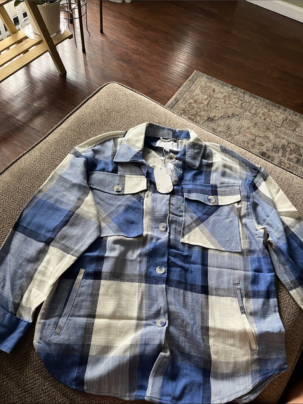Kids Blue Plaid Button-Up Shirt Jacket